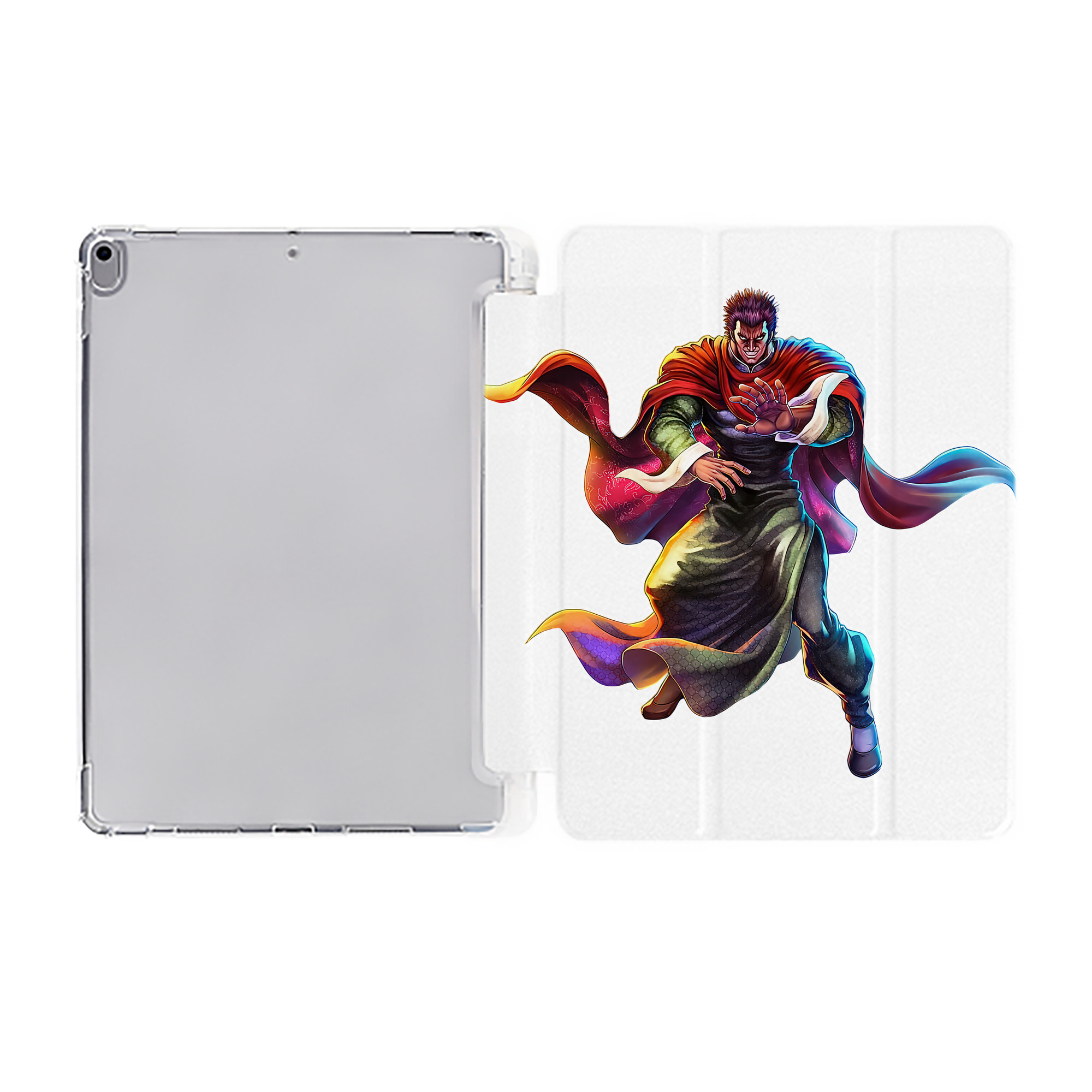 （画像用） 北斗の拳 Fist of the North Star IPad ケース ペン収納付き 三つ折りスタンド PUレザー×シリコン 対応機種9.5/10.5/10.9インチ